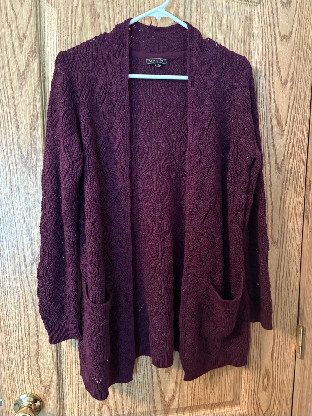 Cozy Open-Front Cable Cardigan - Plum